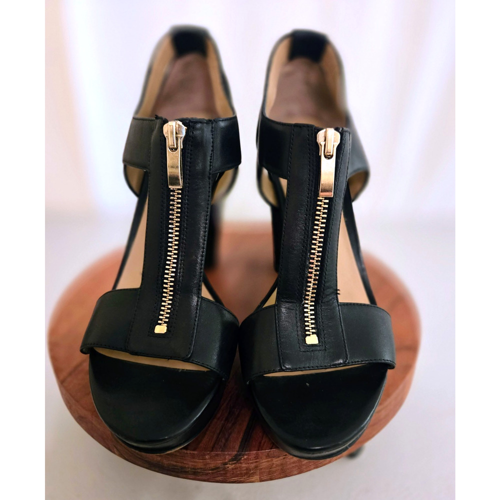 Franco Sarto Black Leather Open Toe Zip Up Sandals, Women’s Size 7.5 4” Heel - Picture 11 of 11